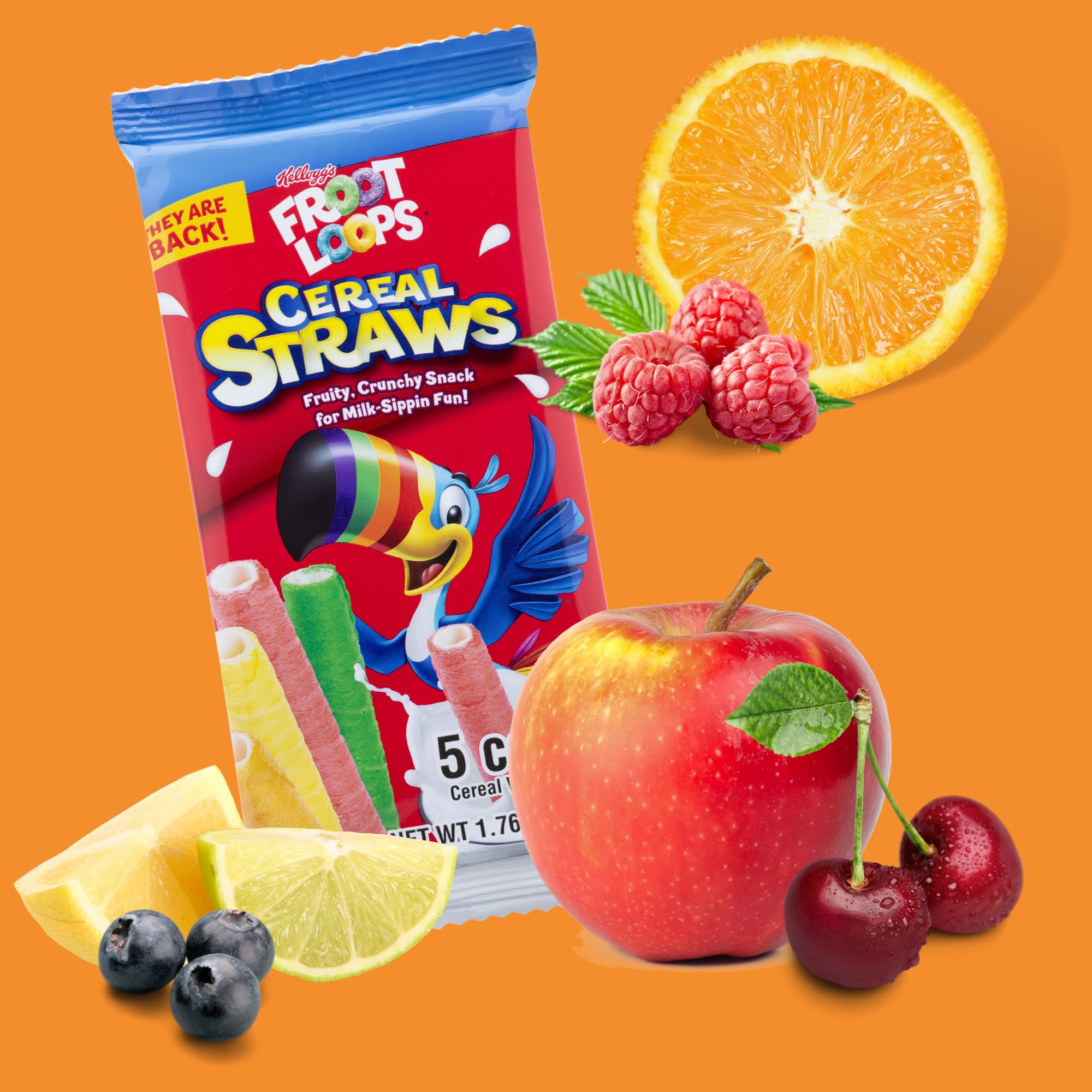 Limited Edition 2025 Kellogg’s Cereal Straws, Cocoa Krispies and Froot Loops Edible Stir Sticks, Nostalgic Treat, 5 Count, (2 Pack) - Image 3