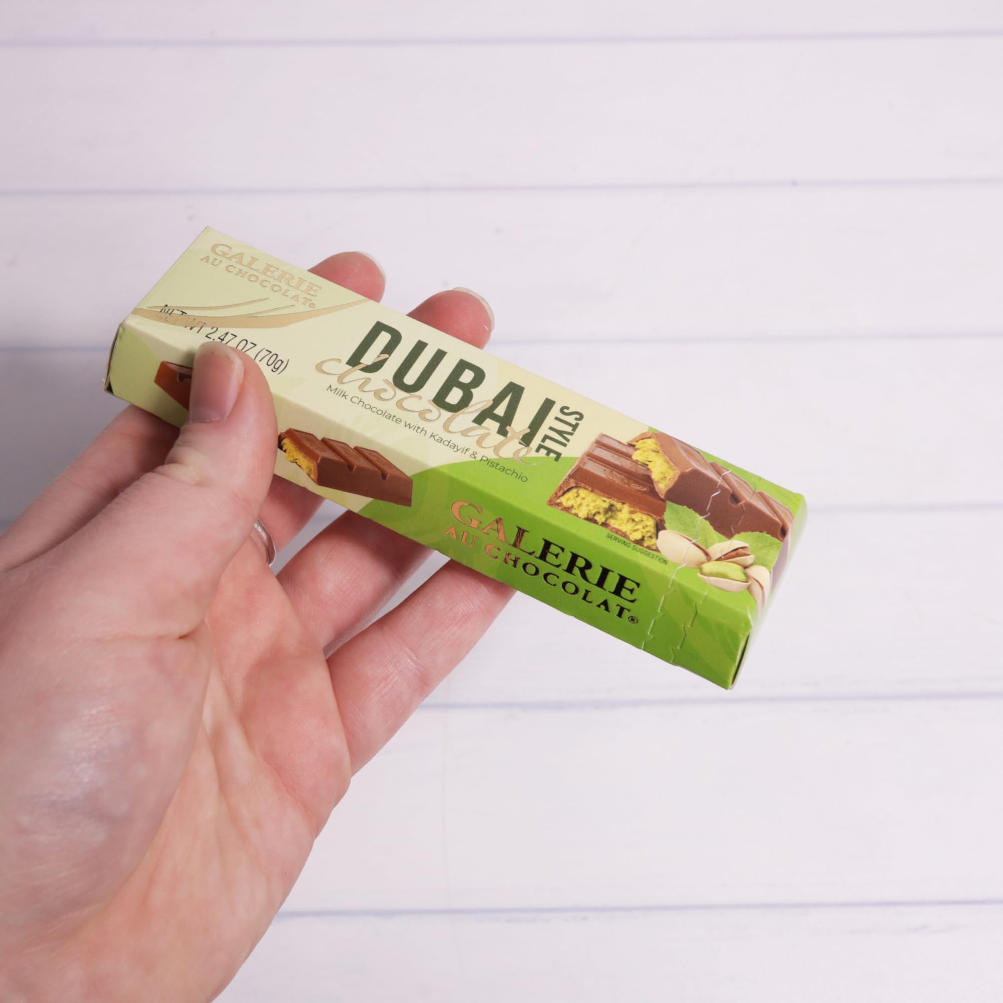 Dubai Style Candy Bar, Milk Chocolate with Pistachio and Kadayif Filling, Easter Basket Stuffers, 2.47 Ounces (Pack of 2) - Image 4
